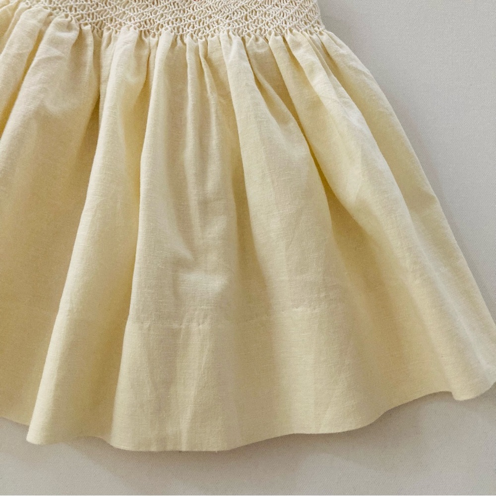 First Impressions Baby Girl 12 Months Yellow Smocked Linen Dress Spring Easter - Picture 7 of 8